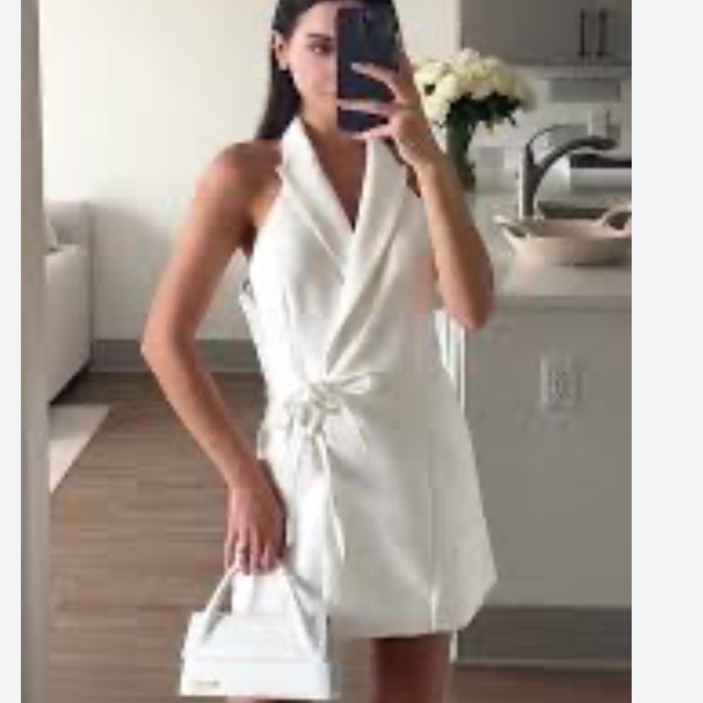 Zara White Bow Jumpsuit - Picture 5 of 12